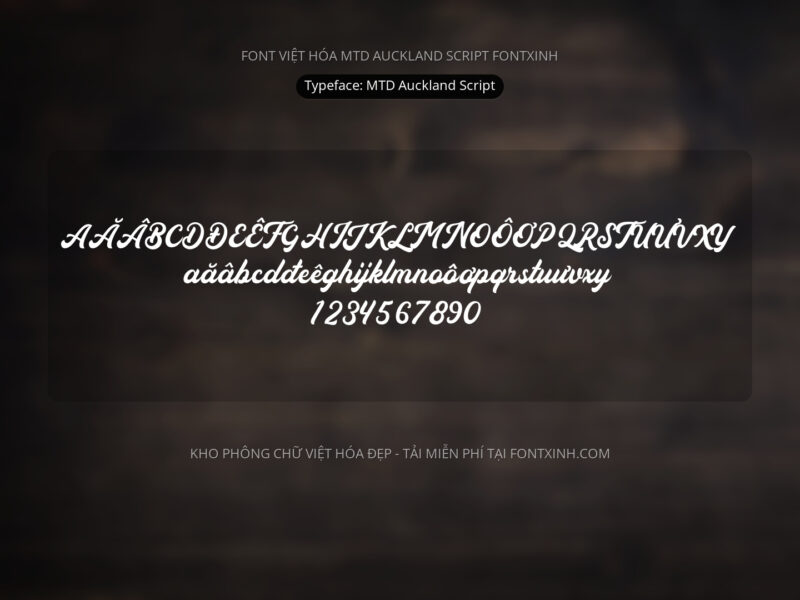Font MTD Auckland Script Font Xinh
