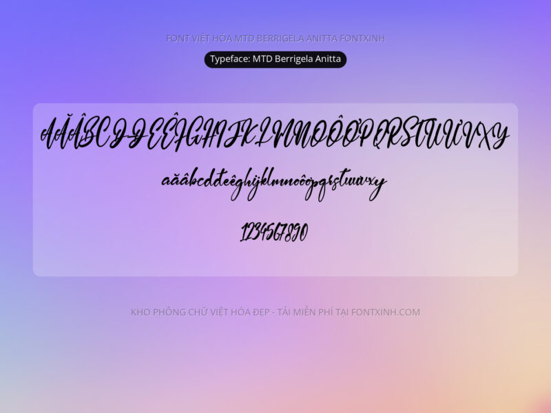 Font MTD Berrigela Anitta Font Xinh