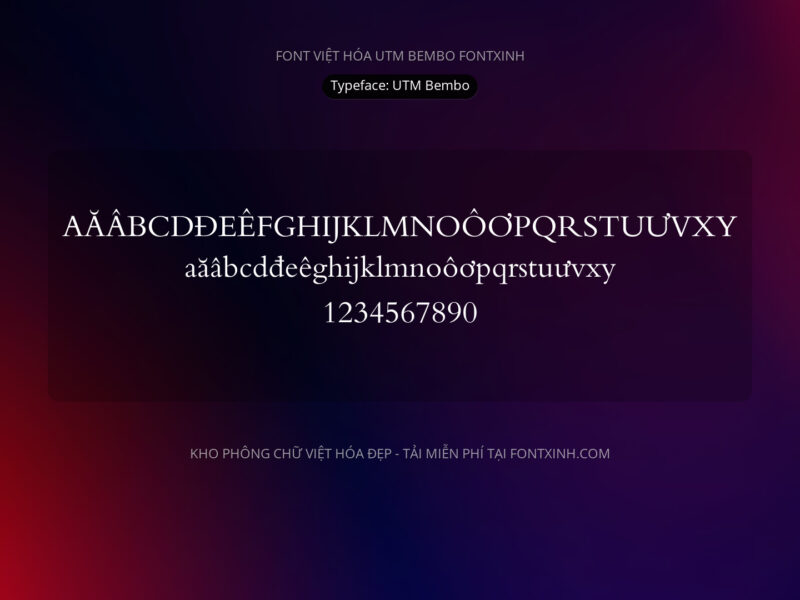 Font UTM Bembo Font Xinh